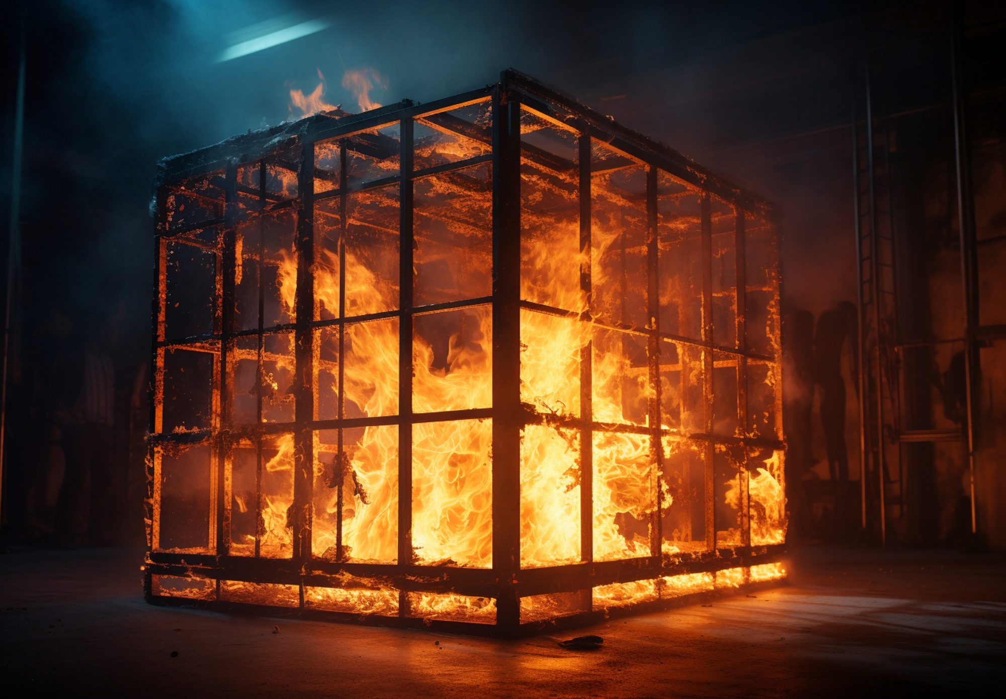 3d-cage-fire-with-flames